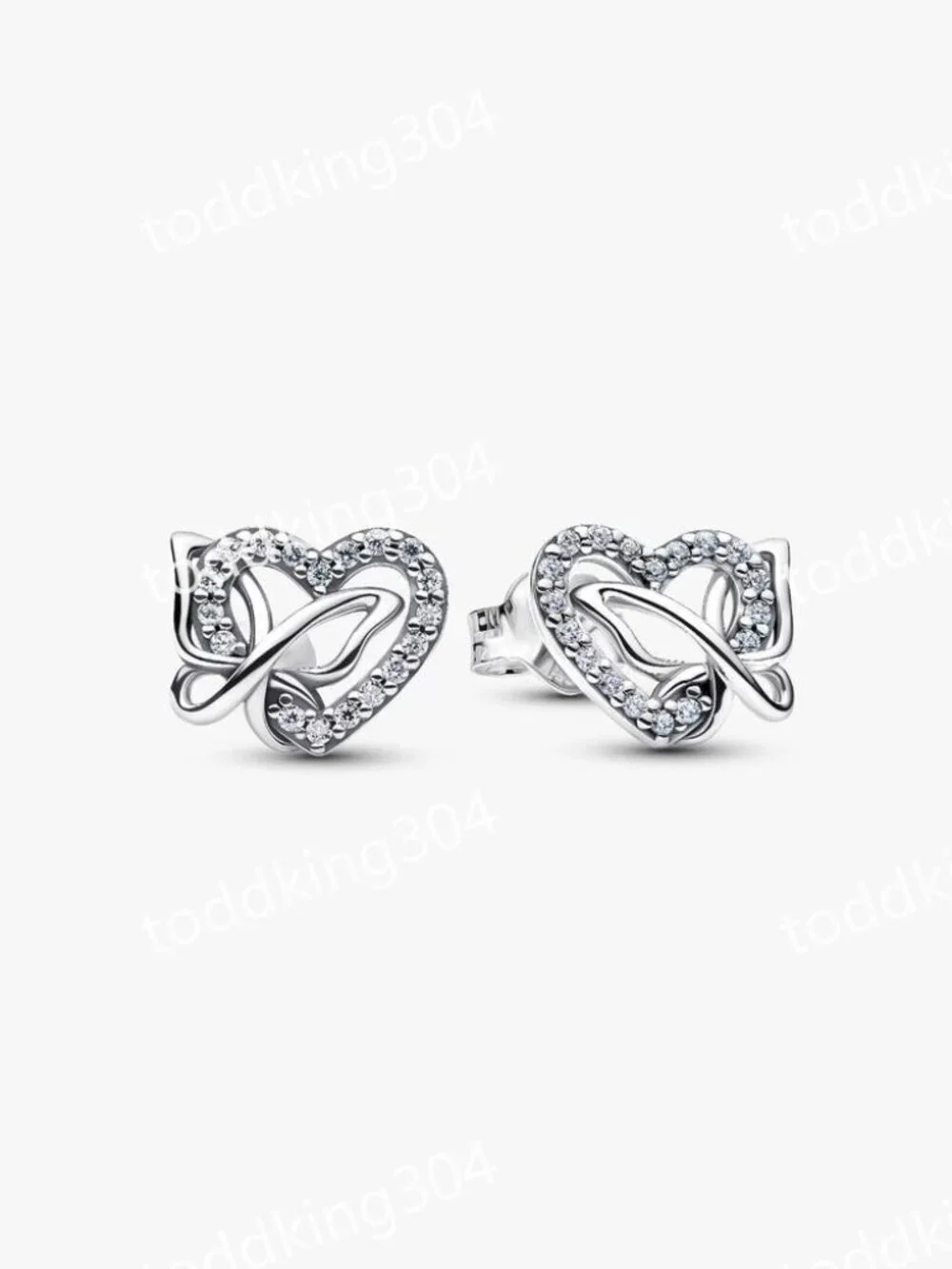 Entwined Heart & Butterfly Stud Earrings